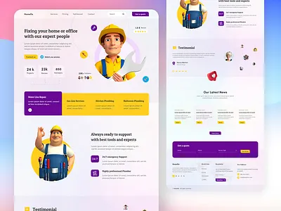 Plumbing and Home fixing Website construction creative electrician plumber plumbing plumbingrepair plumbingservices plumbingtools renovation ui ui ux user experience design user interface design website design