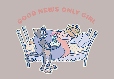 Good News Only Girl cartoon design illustration oldschool rubber hose t shirt vintage