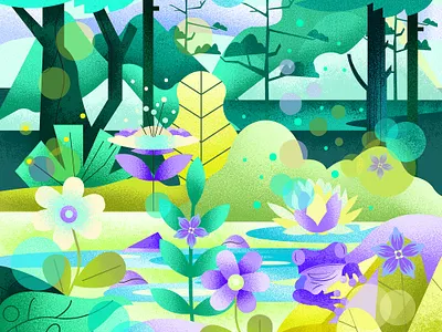 Magic Land art botanic design flowers forest graphic design green illustration minimalistic art nature nature illustration painting palette simpleillustration