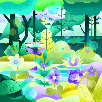 Magic Land art botanic design flowers forest graphic design green illustration minimalistic art nature nature illustration painting palette simpleillustration