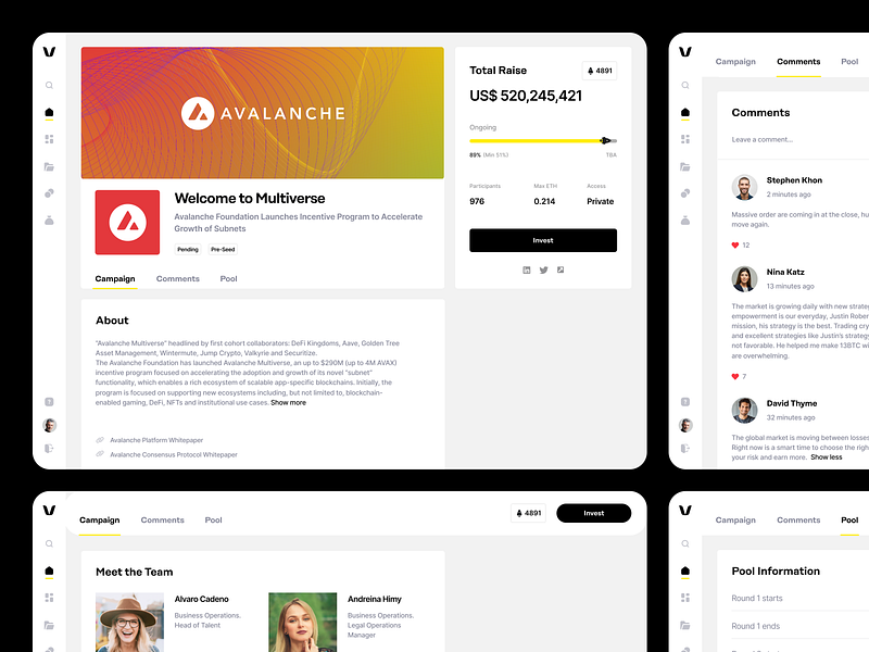 Vent App – Project Profile bazen agency bitcoin blockchain crowdfunding crypto crypto projects crypto wallet cryptocurrency defi finance fintech investing mobile app mobile ui mobile website app saas ui ux vent