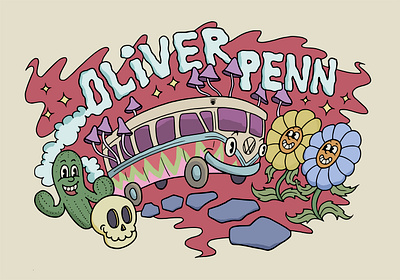 Oliver Penn cartoon cover design illustration oldschool rubber hose t shirt vintage