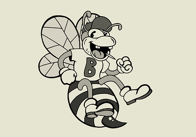 Bee cartoon design illustration logo oldschool rubber hose vintage