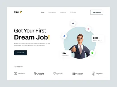 Job FInder Web Header Exploration design exploration finder graphic design header job jobfinder landing page minimalistic ui ui design web website webui