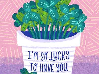 Lucky Clover art art licensing artwork clover digital art digital illustration green greeting card illustration lucky pink placement illustration st patricks day surface design