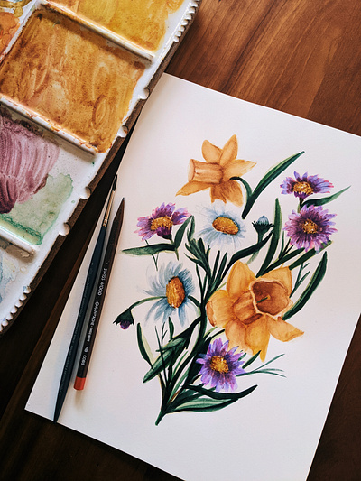 Monthly Florals botany floral floral design floral illustration hand painted illustration package design painting pattern watercolor