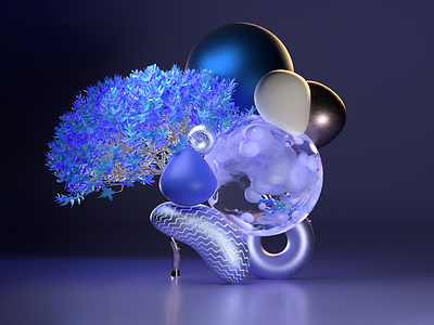 3D experiment 3d 3d design blue cinema 4d design octane