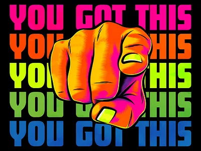 YOU GOT THIS design illustration motivation popart retro sixties surrealism typography vector vintage