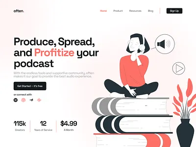 The Often Project 3d audio branding design graphic design illustration listen logo podcast typography ui ux vector web