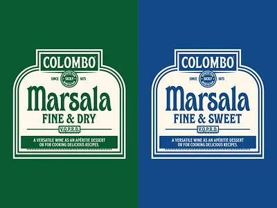 Colombo 2 blue branding design green grocery label marsala sicily type typography wine