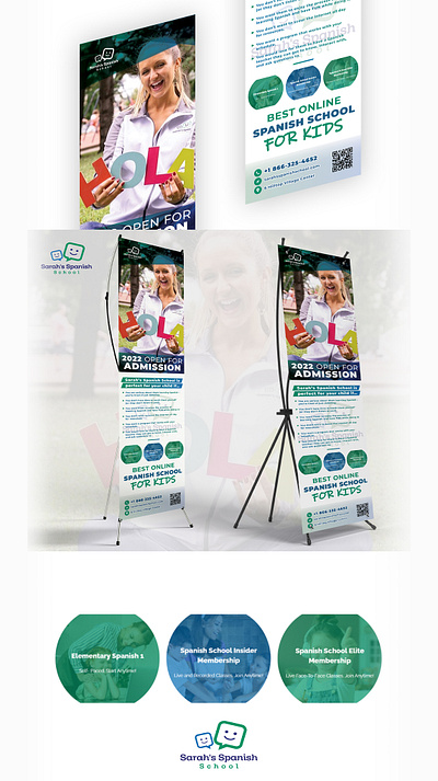 Admission Rollup Banner admission banner banner design child children design education graphic design kid kindergarten online preschool pullup pullup banner roll up banner rollup school spanish study teacher