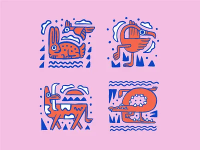 Animal Sketches alligator animal bird cow design distressed folk geometric graphic design illustration rabbit sketch southwest