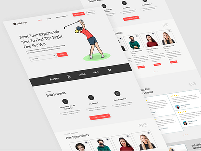 Sports expert Finder Landing Page best design design expert illustration interaction landingpage minimal product design sports ui uidesign uiux uiuxdesign web web design website website design