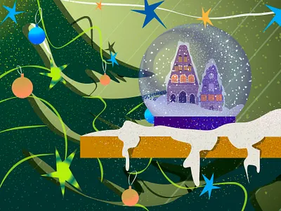 № 5 grettings card holliday illustration new year snow snow globe spruce vector