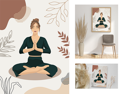 Poster for yoga center adobeiiustrator branding detailing face flate girl illustration lotos meditation motivation nature outside poster relax sport vector yoga yogacenter