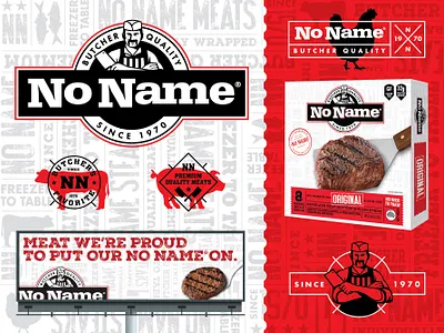No Name Steaks Redesign beef billboard branding butcher chicken fish illustration logo meat package design typography