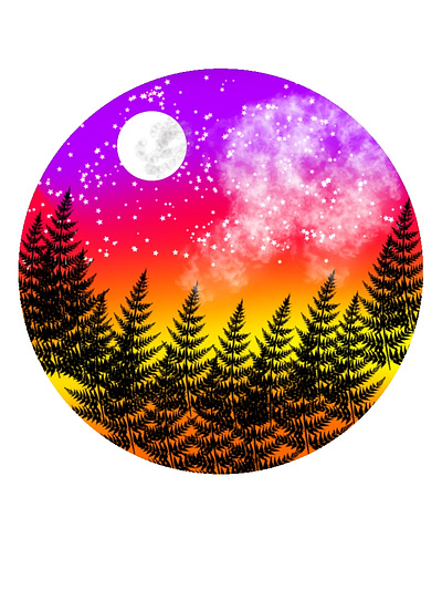 beautiful night with full moon realistic drawing 3d animation branding coloring sky design drawing fullmoon graphic design illustration logo moon motion graphics sky stars typography ui ux vector