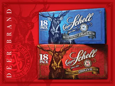 August Schell's Deer Brand Beer Redesign beer branding brewery buck deer illustration logo minnesota package design typography