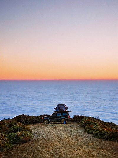 Nature's Imax Theater - Grain vs No Grain california camp camping car clouds design grain grainy graphic design land cruiser photoshop retro roof top tent sky sunset tent vehicle vintage