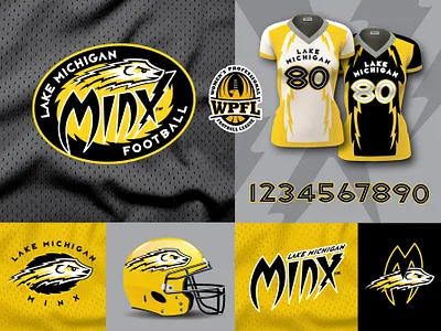 Lake Michigan Minx Women's Pro Football Team applications branding football helmet icons jersey lake michigan logo typography uniform women
