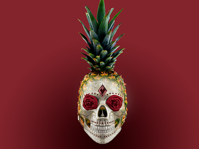 Sugar Skull Pineapple - Unused Concept Art beer art concept dark design fruit graphic design illustration photoshop pineapple scary skull sugar skull tropical