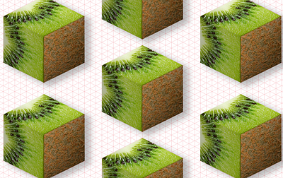 Isometric Kiwi Cubes 2.5d 2d 3d angle beer art behindthescenes design fruit green grid illustration iso isometric photoshop surreal