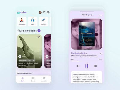 Shiva - Zen podcasts mobile app audio meditation mobile mobile app podcasts radio ui ux zen