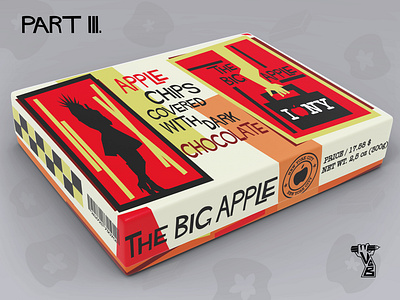 Package design for a New York themed chocolate product, Part III bigg apple chocolate chocolate box graphic design new york noir package desing saul bass