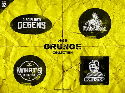 Grunge logo collection - Vol. 02 badge basketball betting branding design gambling graphic design grunge identity illustration logo logo designer mascot design sport sports branding texture typography vector wolf