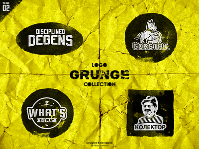 Grunge logo collection - Vol. 02 badge basketball betting branding design gambling graphic design grunge identity illustration logo logo designer mascot design sport sports branding texture typography vector wolf