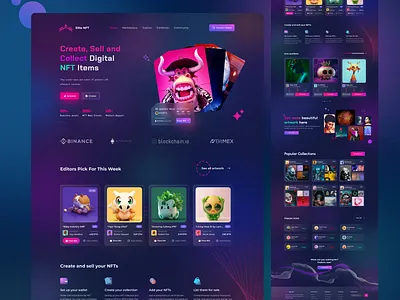 Elite NFT Landing Page Design blockchain cryptocraft landing page metaverse nft nft design nft landing page design nft market nft marketplace nft web trend ui design uiux web design website design