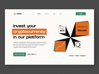 Criplet - Crypto Exchange Website bitcoin blockchain coin crypto crypto exchange crypto wallet defi ethereum exchange finance landing page metaverse minimalist nft token uidesign uiux web webdesign website