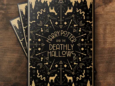 Harry Potter and the Deathly Hallows Book Cover Design book cover book design graphic design illustration typography