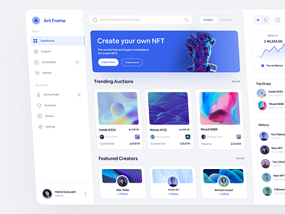 NFT Dashboard - Light mode branding dashboard designer figma light mode logo nft nft dashboard ui ui design ux web