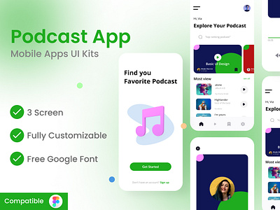 Podcast Apps Redesign UI Kits app concept drink fastfood food app burger pizza restaurant