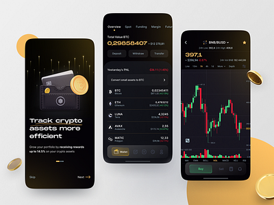 Crypto wallet and market 💰 app bitcoin blockchain crypto crypto exchange crypto trading cryptocurrency dark exchange finance fintech trading ui ux wallet