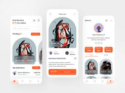 NFT Marketplace app designui designuiux figma interfacedesign mobileapp ui uidesign uiux uiuxdesign userinterface userinterfacedesign