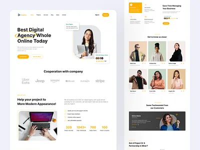 E.agency - Agency Landing Page agency branding company creative design service design studio design team digital agency home page landing landing website marketing minimal orix sajon startup team ui ui designer website