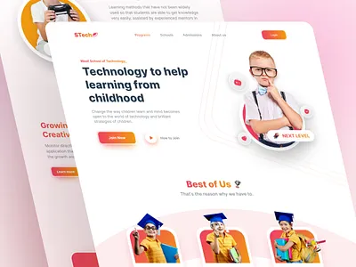 STech - School Landing Page child colorful crypto design digital art home page landing page ui ux website website design