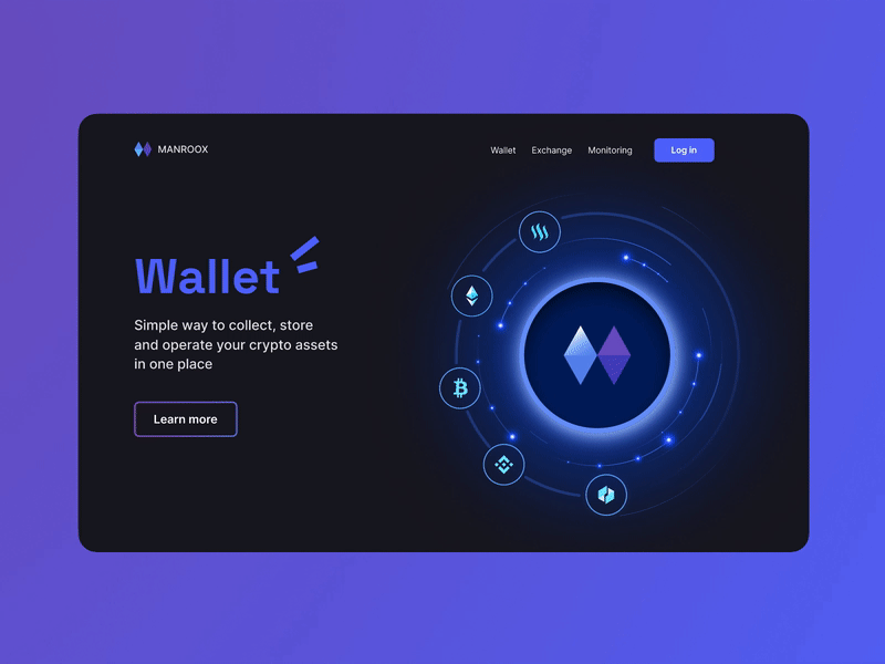 Crypto Website concept animation bitcoin blockchain crypto dark dark ui darktheme gradient graphic design herobanner home page illustration landing landing page nft ui ux wallet web webdesign