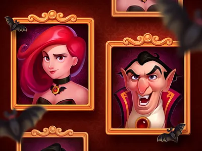 Portrait Symbols art artist bat casino character dark dracula game girl illustration man nft portrait scary sign slot vampire