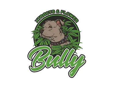 Bully Xtracts & Flower branding design dog illustration logo vector