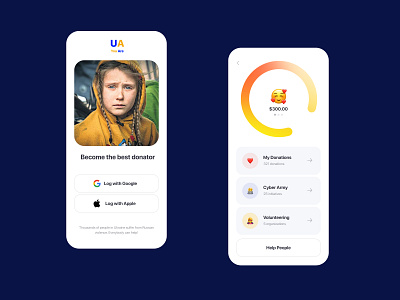 #StandWithUkraine — Donate, Volunteer, Take Action app application clean design donation helptoukraine interface list log in minimalistic product profile service standwithukraine startup ui ukraine ux volunteering