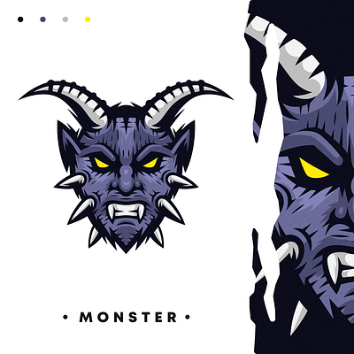 Angry Monster Face Mascot Logo angry monster design detailed devil devil face drawing esport logo esports logo illustration logo monster monster mascot monster mascot logo vector