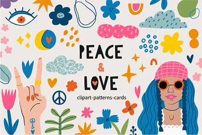 Peace & Love boho hand hippie peace planet ukraine vector war