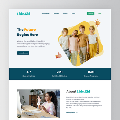 Kids Education Platform Landing Page design education figma inpiration kids landingpage ui uidesign uiux uxdesign web webdesign