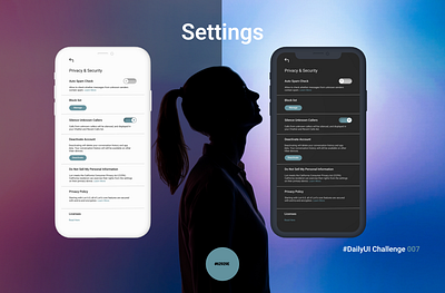 Settings Page app appdesign dailyui dailyuichallenge dayandnightdesign settings ui