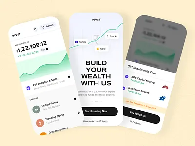 Mutual Funds and Stocks Investment App Concept