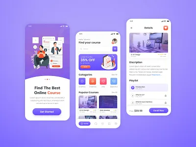 Online Learning Mobile App app design branding class clean course design e learning education education app ios app learning learning app mobile app mobile design online course online learning ui uiux ux app visual design