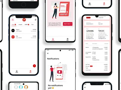 Photo bills app design design invoice photo bills photographer app ui